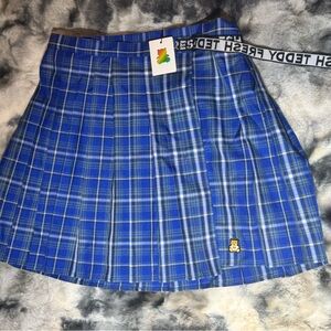 Blue Plaid Skirt with Waistband Teddy Fresh